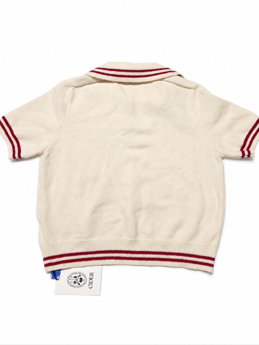Cider Cream Burgundy Stripe Knit Polo Top Size Small NWT - Picture 2 of 7
